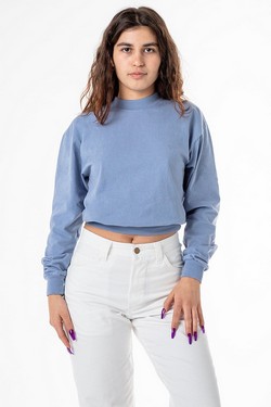 1804GD - 6.5 oz L/S Garment Dye Cropped Mockneck