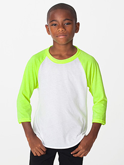 BB253W - Imported Youth Poly-Cotton 3/4 Sleeve Raglan