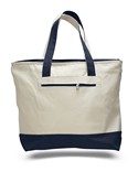 Q1300  - Canvas Zipper Tote Bag (with color handles)